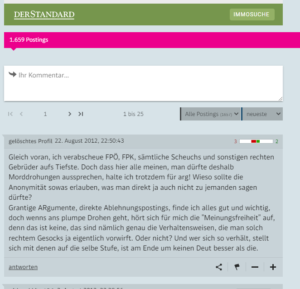 Screenshot site Der Standard
